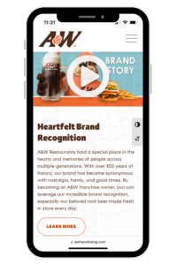 A&W Franchising Website Homepage