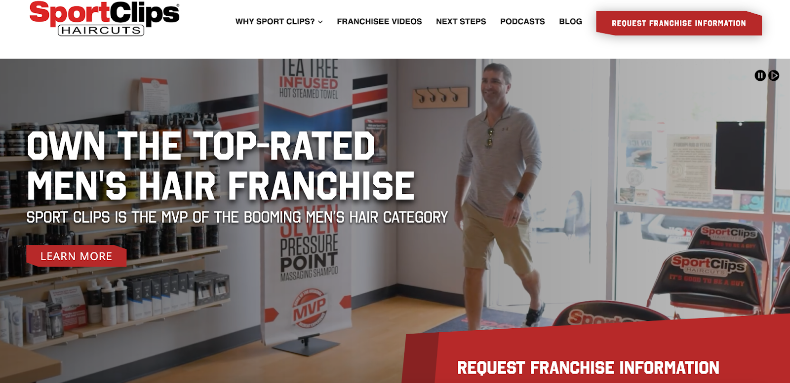 Sport Clips Website Homepage