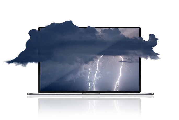 LAPTOP screen with Thunder cloud