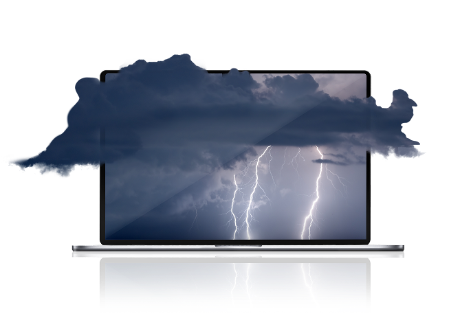 LAPTOP screen with Thunder cloud