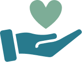 hand with heart icon
